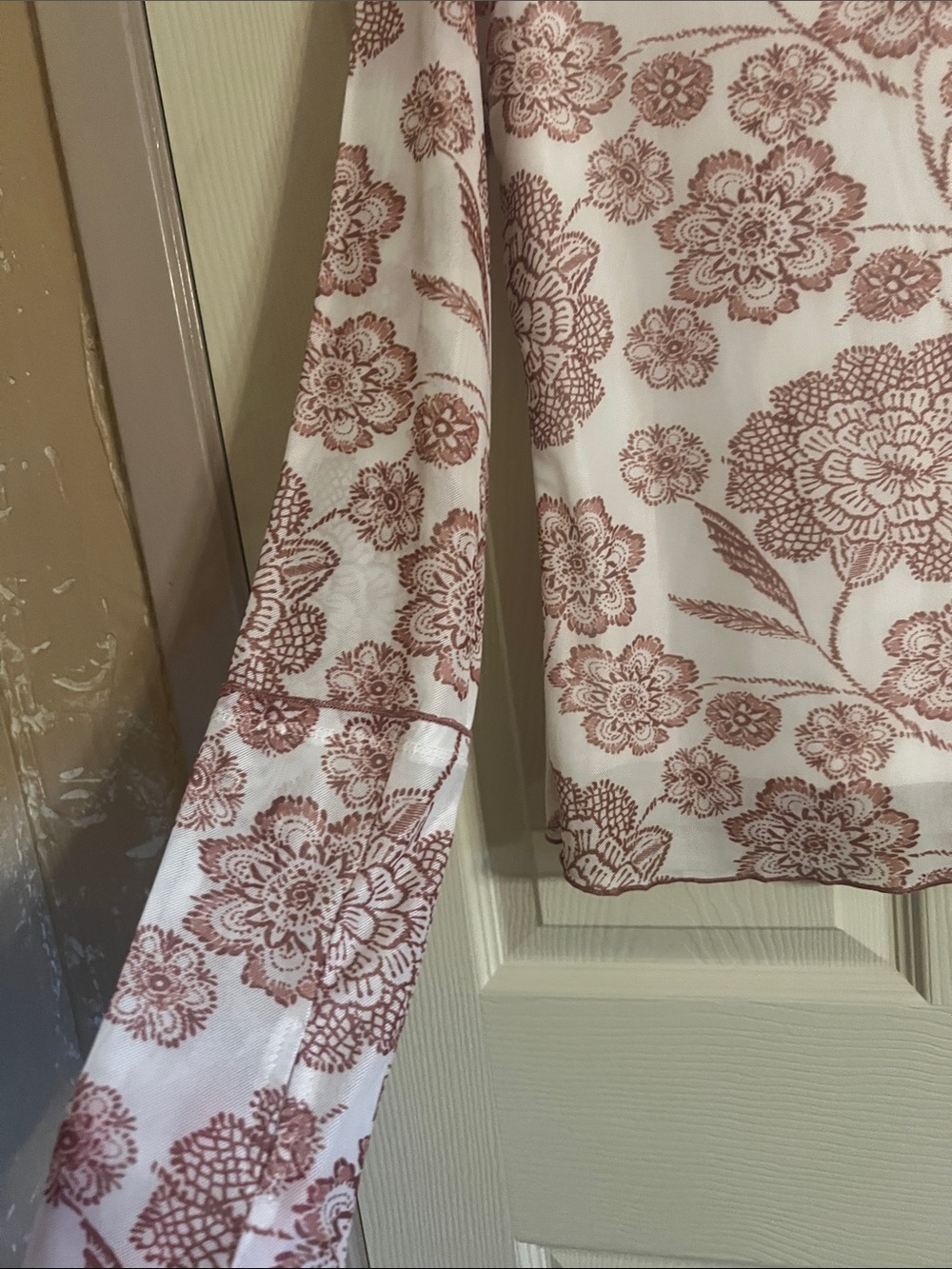 Floral Long Sleeve Top in Dusty Rose on Cream - Picture 2 of 5